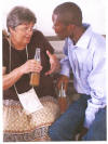 Sally and Clovis in the church in Kinshasa, DRC